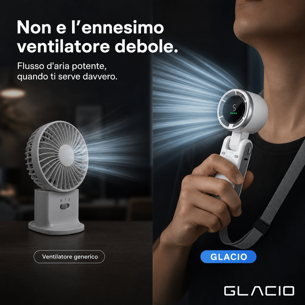 Glacio™ - Ventilatore da Collo/Scrivania Turbo - PAGANO STUDIOGlacio™ - Ventilatore da Collo/Scrivania Turbo