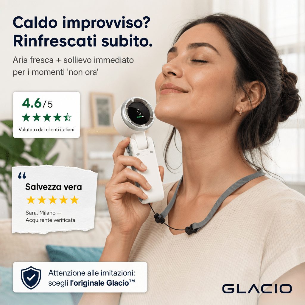 Glacio™ - Ventilatore da Collo/Scrivania Turbo - PAGANO STUDIOGlacio™ - Ventilatore da Collo/Scrivania Turbo