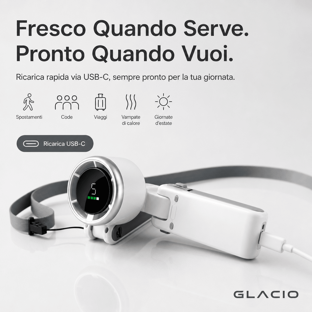 Glacio™ - Ventilatore da Collo/Scrivania Turbo - PAGANO STUDIOGlacio™ - Ventilatore da Collo/Scrivania Turbo